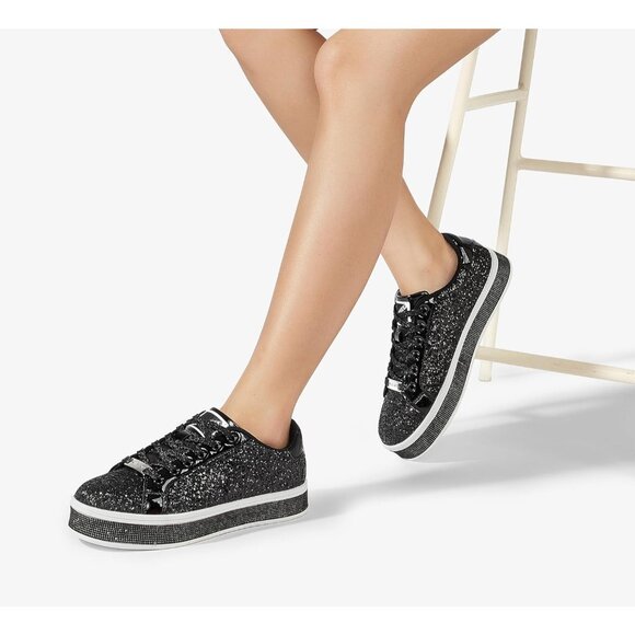 🆕 Women Black Sparkly Bling Shiny Dressy Bedazzled Wedding Soft Fashion Walking - Picture 8 of 9